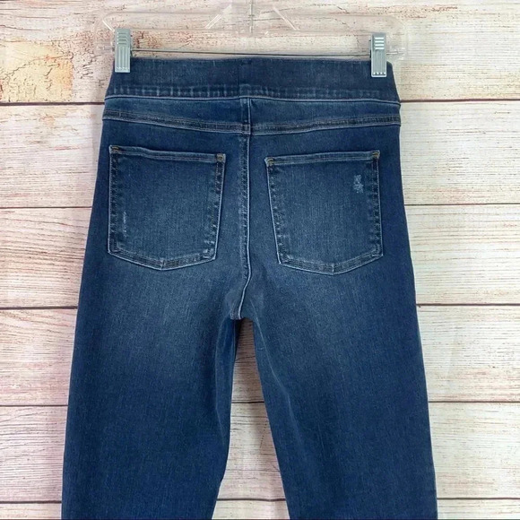 Spanx Distressed Ankle Open Hem Skinny Pullon High Rise Jeans - Picture 6 of 12